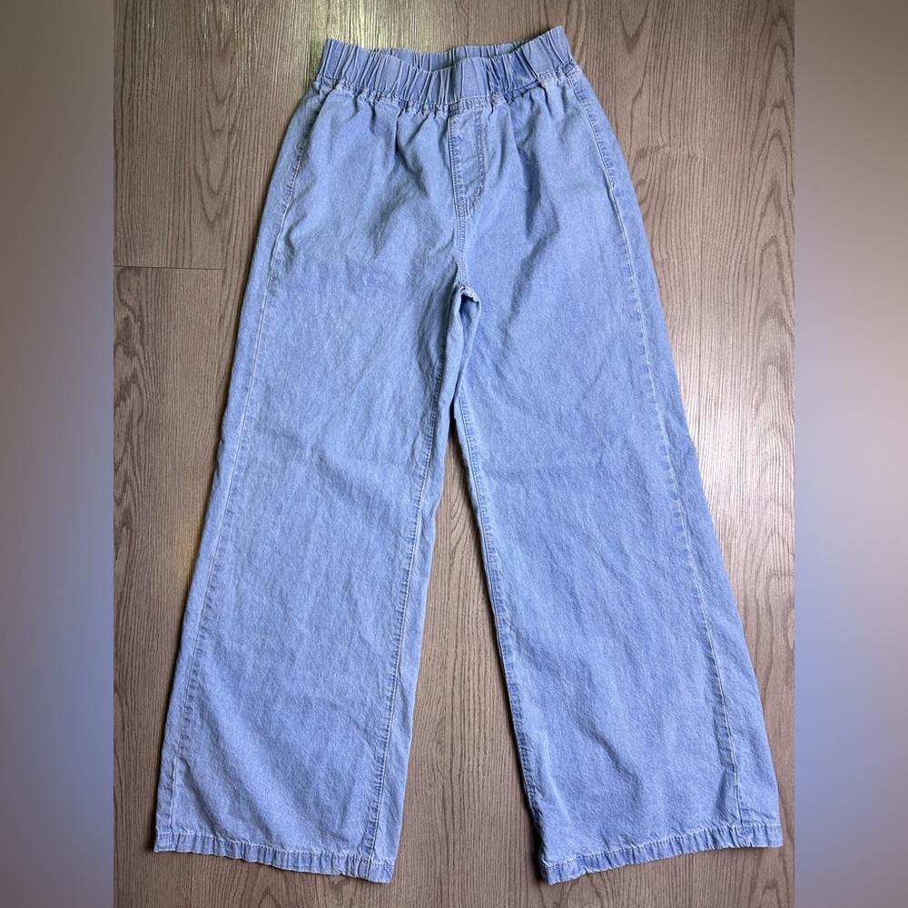 Women’s High Waist Wide Leg Light Blue Jeans 100% Cotton Size Medium - Picture 2 of 13